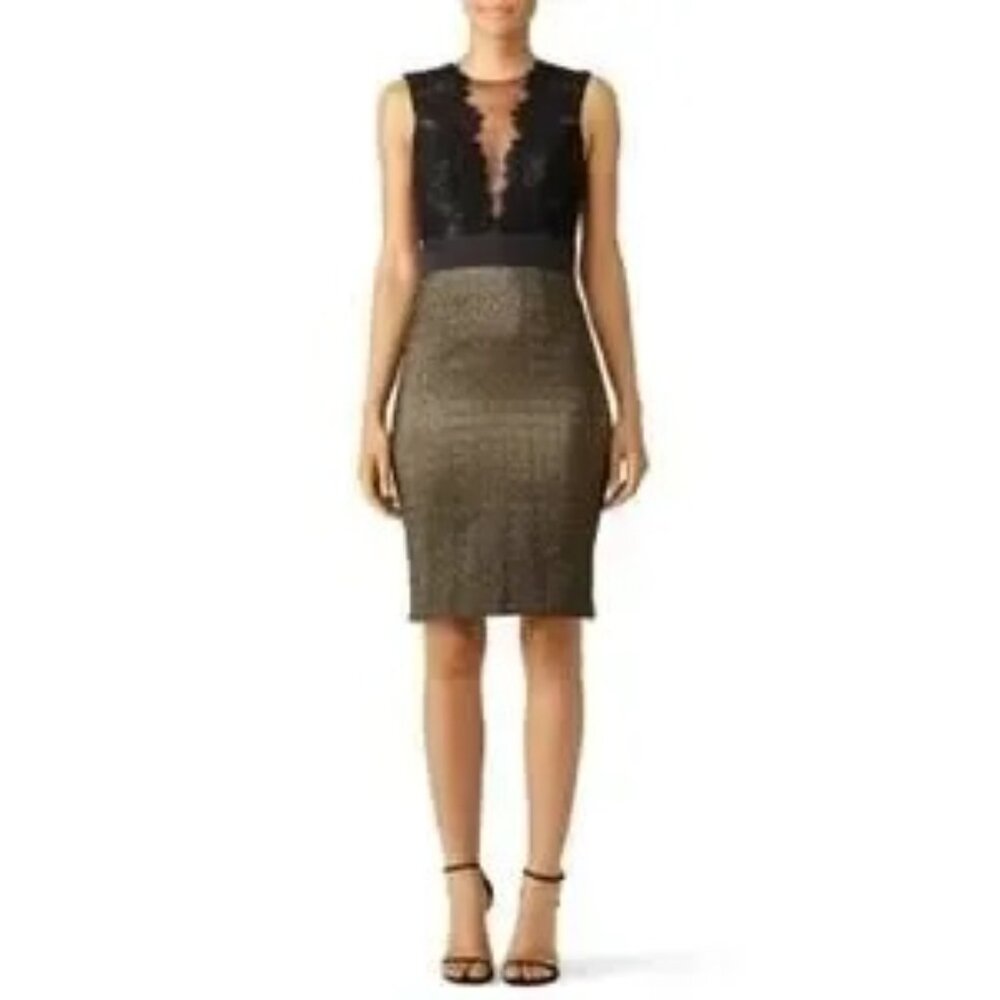 Theia Gold Midnight Sheath Dress SZ0‎
